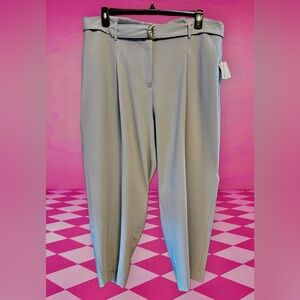 Bar III NWT Light Gray Tapered Pants with Fabric Belt size 14W